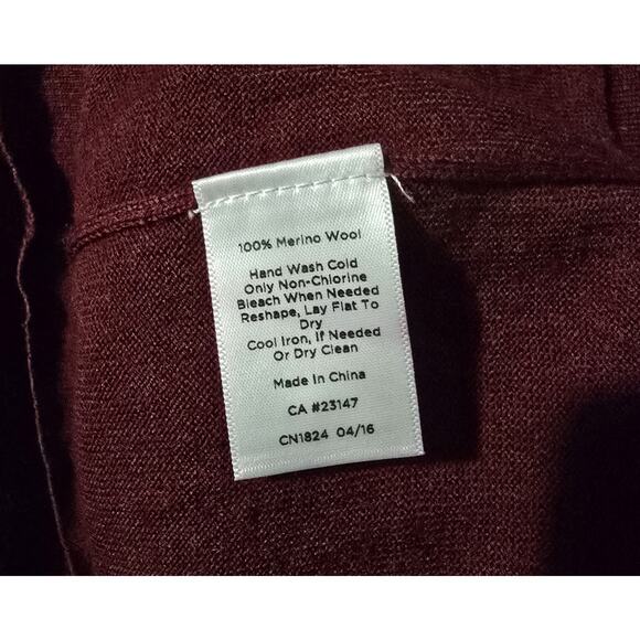 Talbots Womens Maroon Pure Merino Wool Pullover V-Neck Lightweight SZ XL NWOT - Picture 6 of 6